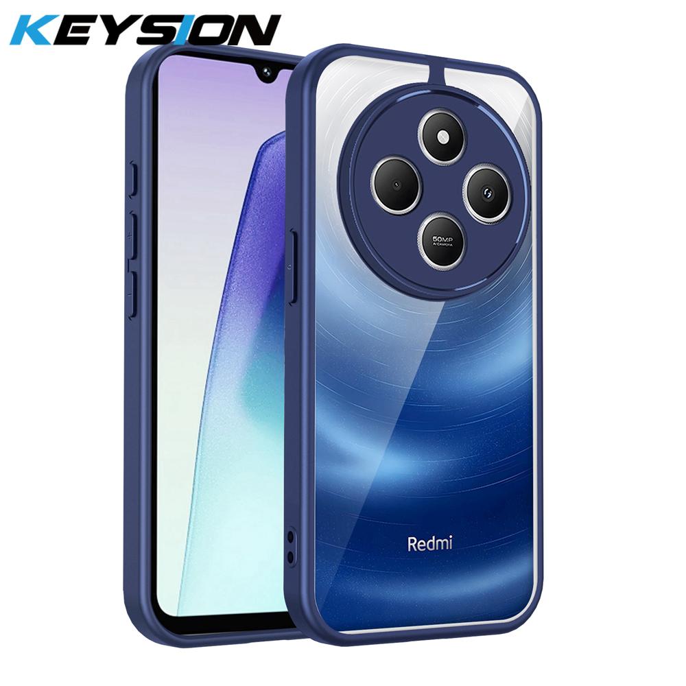 KEYSION Transparent Phone Case for Redmi 14C Soft Silicone+PC Clear Shockproof Phone Back Cover for Xiaomi POCO C75