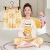 2026 Cotton Pajama Set Girls Short Sleeve Thin Sleepwear Sweet Cartoon Print Kids Home Outfit