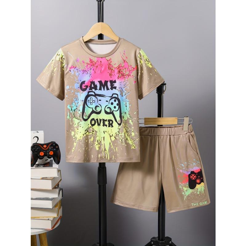 

Детская одежда Костюм для мальчика с коротким рукавом Мальчик Детские шорты 3D Game Handle Модная детская летняя одежда Детские комплекты 160