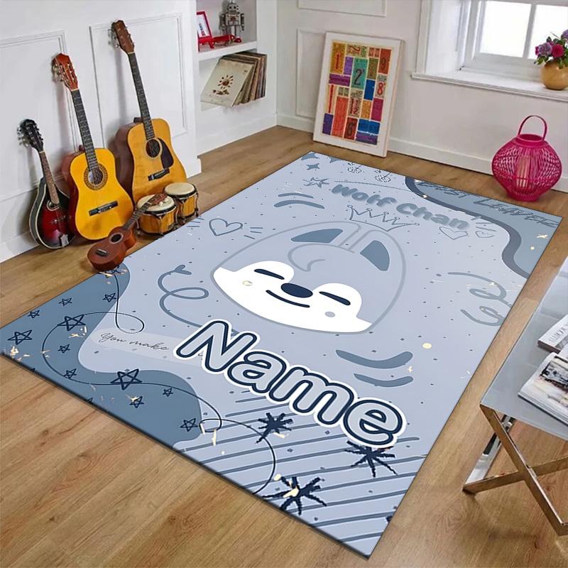 Custom Kpop Team Mat Personalized Name, Polyester Washable Indoor Entryway Rug, Gift for Christmas, Easter, Thanksgiving Day
