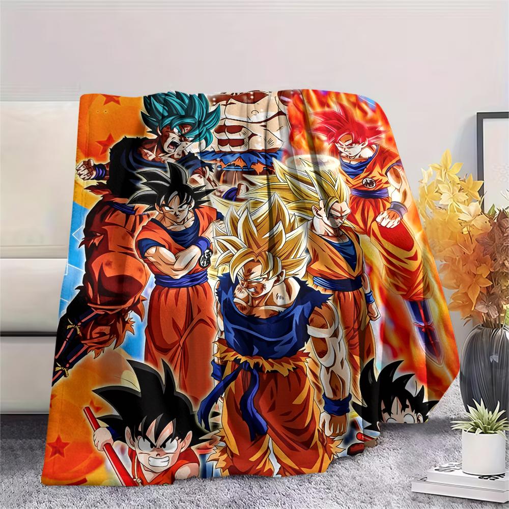 Flanelová deka s motivem Dragon Ball, Vysoce kvalitní, Pohodlná pro všechna roční období, Domácí dekorace, Teplo a pohodlí, Perfektní jako dárek.