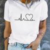 Women's T-shirt Heart-shaped Pattern Printing Summer Clothing Round Neck Short Sleeve Summer Sleeved Harajuku Streetwear Tops