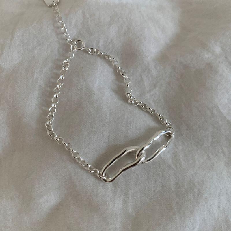 PANJBJ 925 Sterling Silver Geometry Bracelet for Women Hollow Out Minimalism Versatile Chain Hip Hop Jewelry Gift Dropshipping
