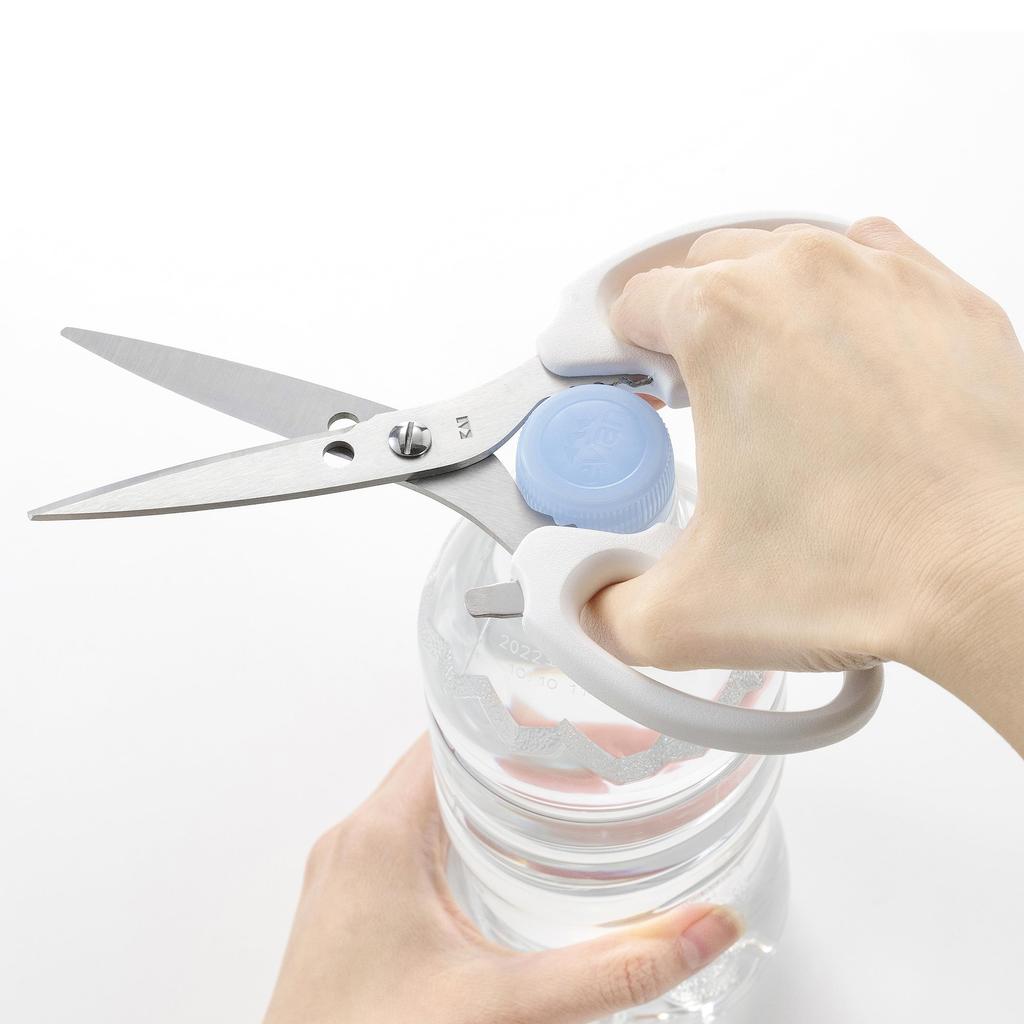 Kai Corporation KAI Kitchen Scissors with Can Lid Opener and Bottle Lid KAI Made In DH8001 Multi-Function Opener, White, KITCHEN, Japan,