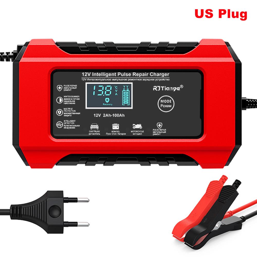 6A 12V Car Battery Chargers Digital Touch Screen Pulse Repair for Lead Acid Batteries Storage Cell Motorcycle Battery Chargers