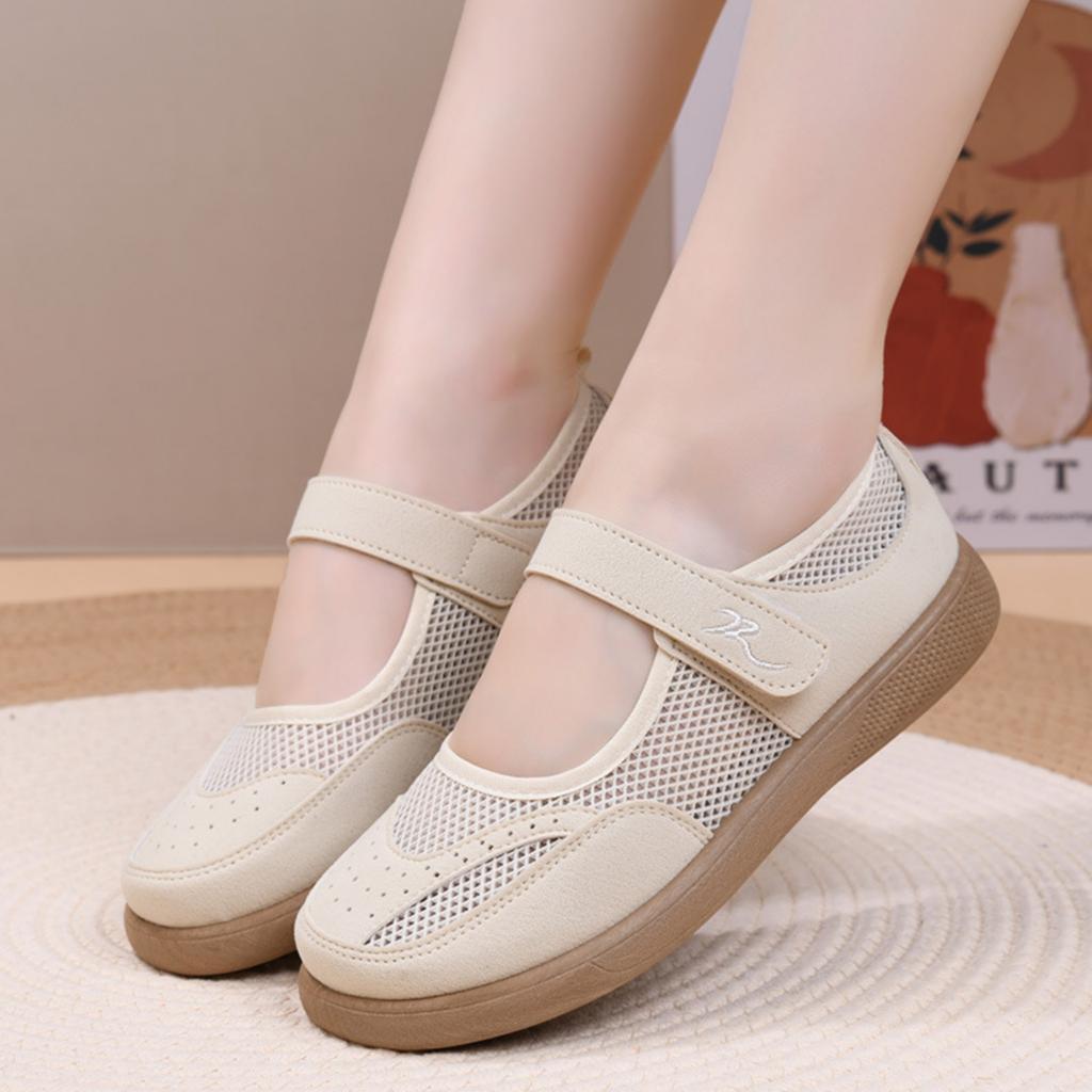 Casual Flat Shoes with Hook and Loop Closure