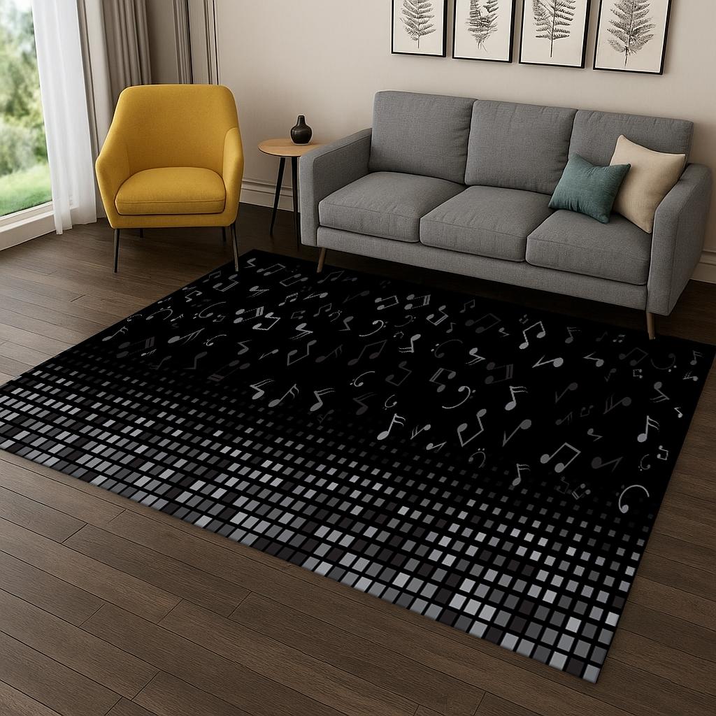 3D Music Note Art Carpet Rug Floor Mat for Living Room Sofa Home Bedroom Doormat Kitchen Decor,Playroom Non-slip Area Rug Gift