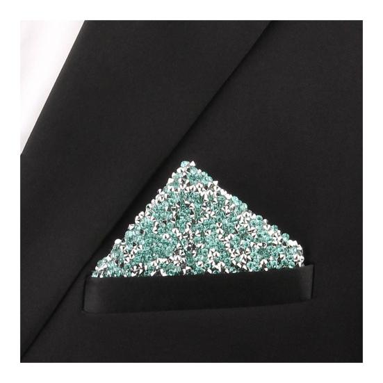 Rhinestone Pocket Square for Men Pre Folded Handkerchief Sparkling Pocket Square Fits Blazer Tuxedo Pockets for Wedding Dating Formal Attire