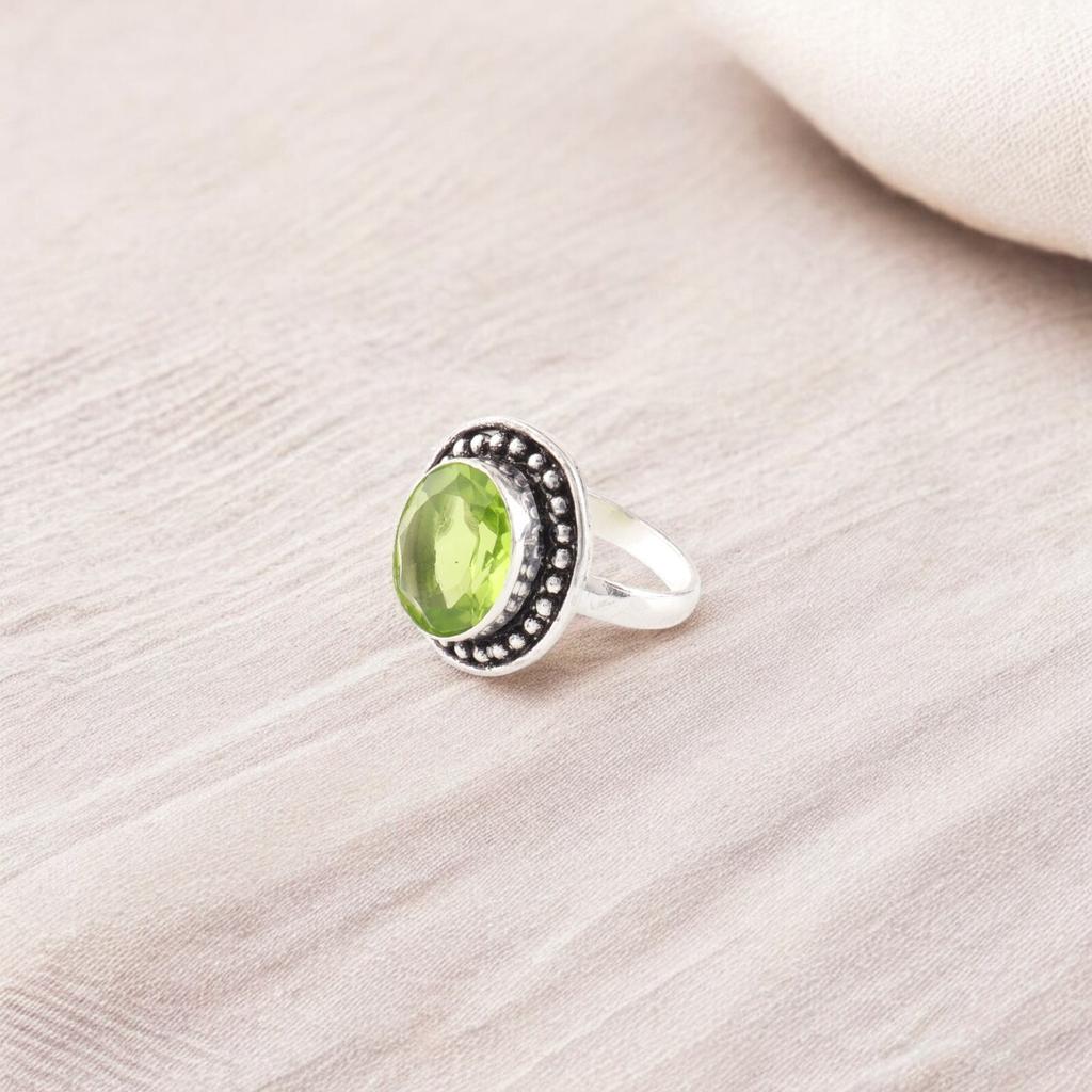 Peridot Gemstone 925 Sterling Silver Jewelry Handmade Ring For Valentines Gift RR-62-8