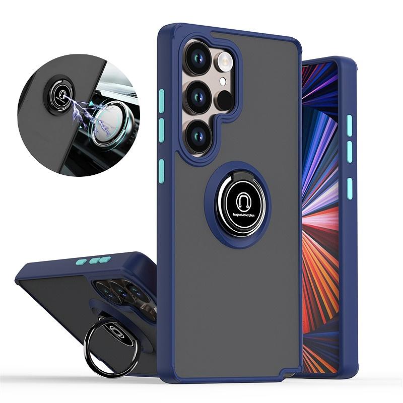 Funda For Samsung Galaxy S24 Ultra 5G Case Matte Hard PC Armor Coque Galaxy S24 Plus S 24 FE S24Ultra Magnetic Holder Ring Cover