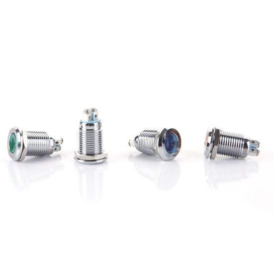 1 stk 12 mm 6/12/24/220V minisignaler Strømforsyning LED metallindikatorlampe
