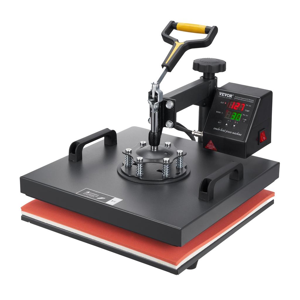 VEVOR Heat Press Machine, 15x15inch / 38x38cm, 2IN1 Clamshell Sublimation Transfer Printer with Teflon Coating, Digital Precise Heat Control