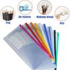 10 Pack Plastic Envelopes Pencil Pouch,Clear Pencil Bags with Zipper,10 Colors with Label Reble Pencil Pouches for Office Supplies (A-Multicolor)