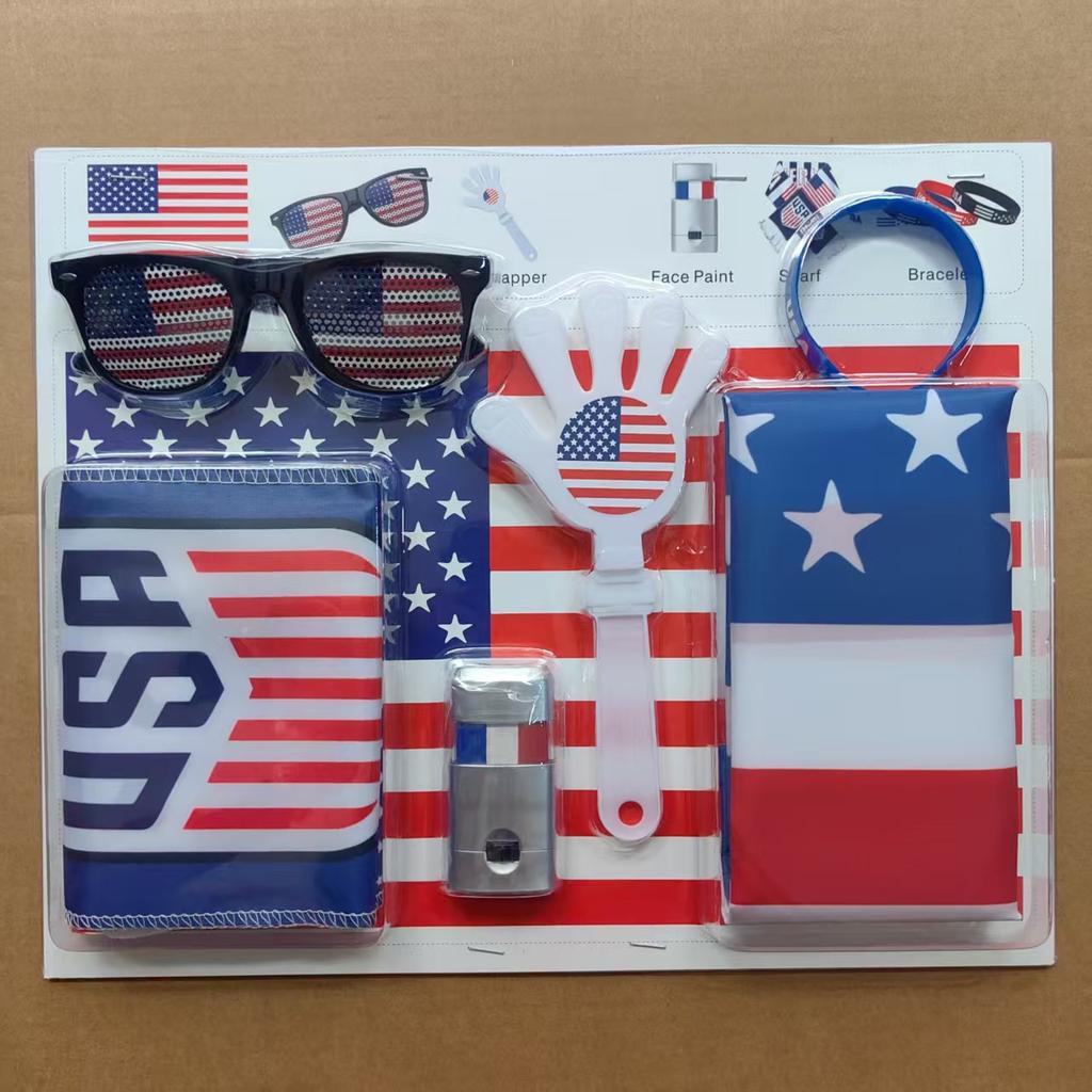 World Cup Fan Pack: National flag, sunglasses, clappers, face paint, cheering accessories and party supplies