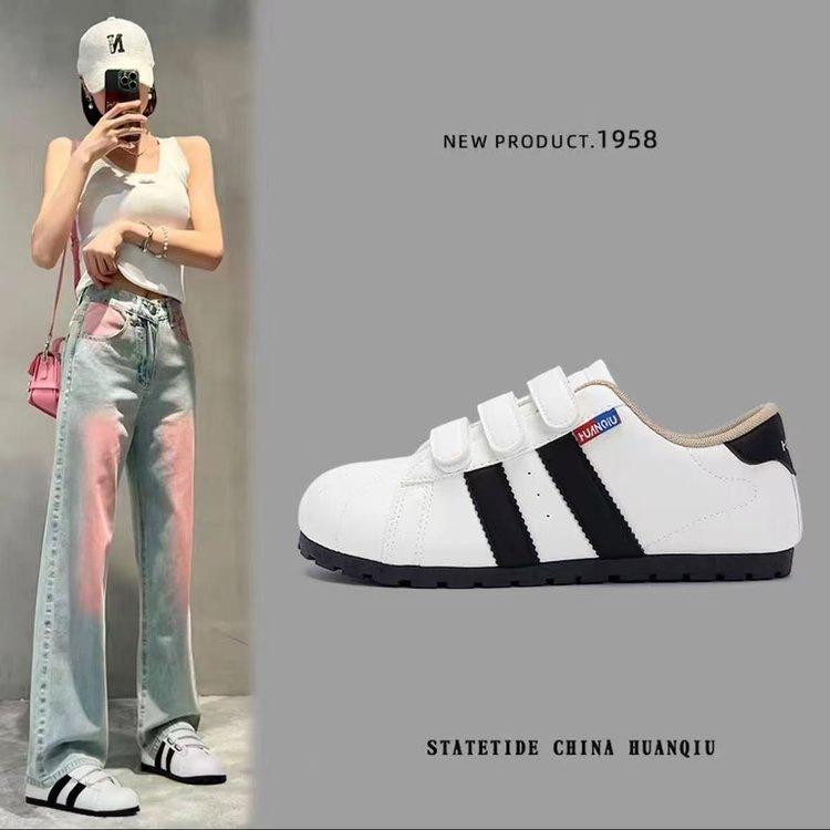 Versatile thick-soled Velcro German training shoes for women's 2025 autumn new shell head heightening sports and leisure big head shoes