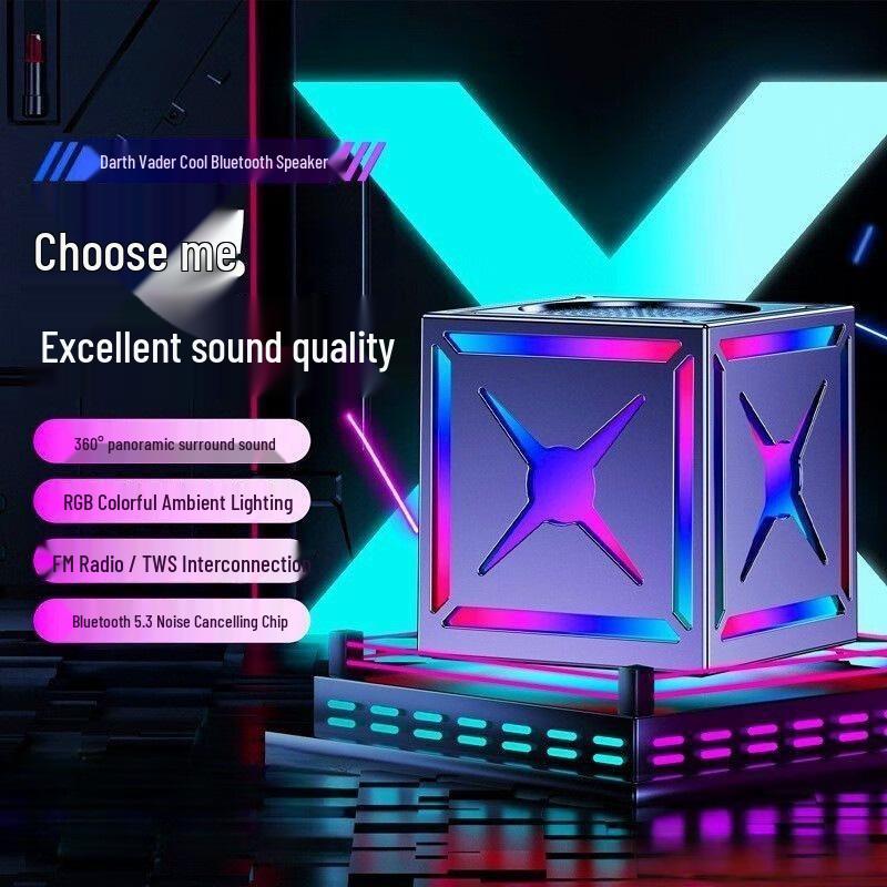 Black Warrior Rubik's Cube Bluetooth Speaker: High-Fidelity Sound, Seven-Color Lights, Large Volume Subwoofer
