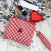 Cute Cherry Plaid Makeup Bag Storage Bag Travel Packaging Small Bag Large Capacity Makeup Coin Wallet