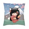 Custom Japanese Girl Sakura Kokeshi Doll Square Throw Pillow Cover Home Decorative 3D Double Side Printing Cushion Cover Room