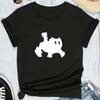 Ästhetischer Aufdruck Basic Damen T-Shirts Lässig Alleskönner Locker Kurzarm T-Shirt Harajuku Oversize O-Ausschnitt Tee Top Y2k Streetwear