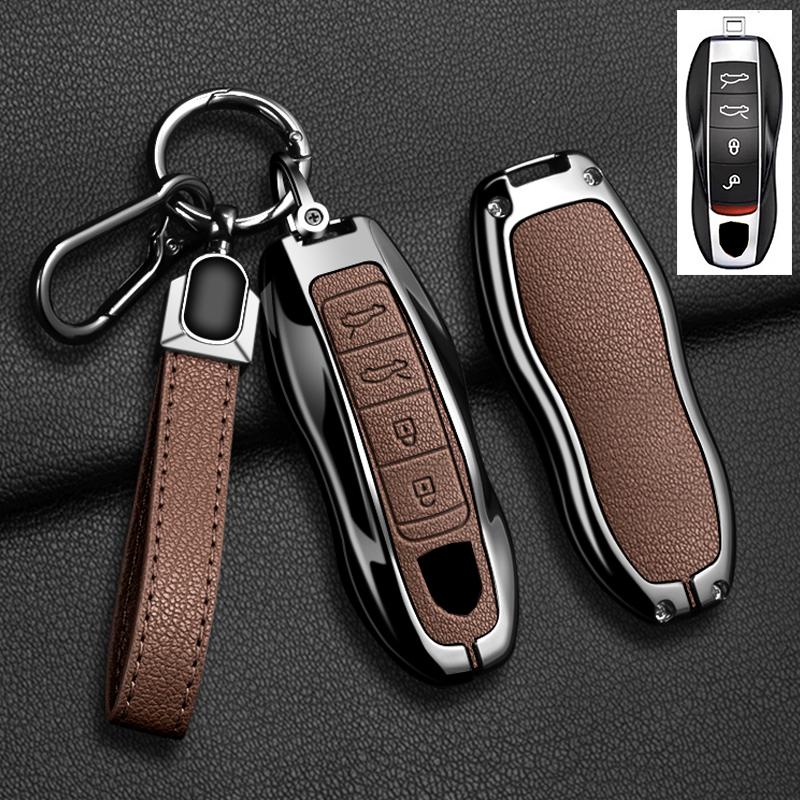 Car Key Case Cover For Porsche Panamera Spyder Carrera Macan Cayman Cayenne 911 970 981 991 Zinc Alloy Car Protector Keychains