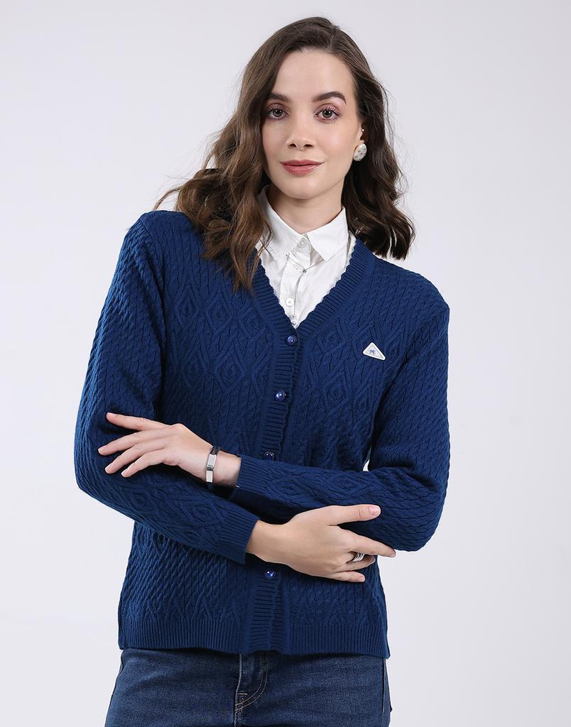 MONTE CARLO Women's V Neck Full Sleeve Cardigan