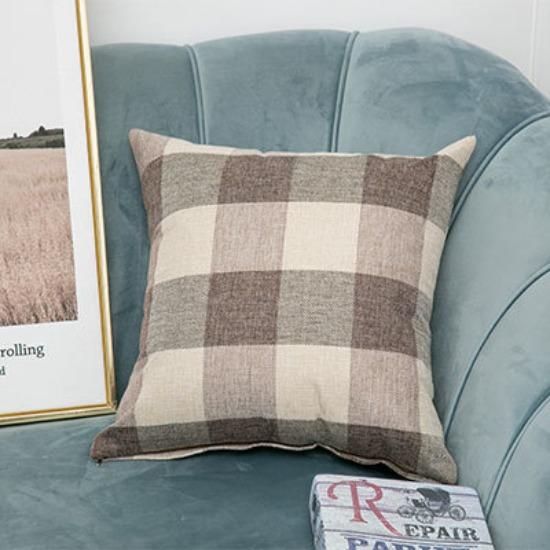 Simple Plaid Sofa Pillowcase Printed Linen Solid Color Striped Pillowcase Home Fabric Cushion