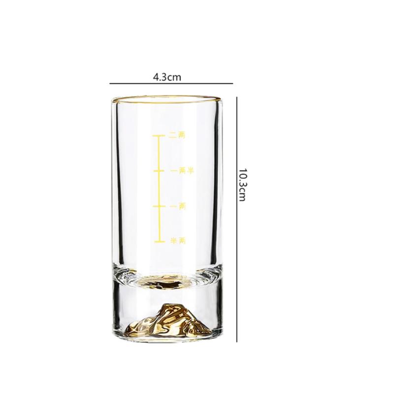 50ml/100ml Kreatives Weinglas mit goldenem Rand Goldener Berg Glasbecher Spirituosenbecher Bar Luxus Whiskeyglas High-End Baijiu Kelch