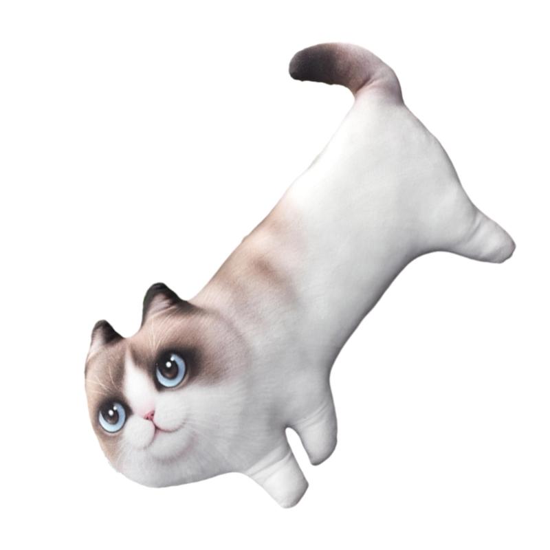 Cotton Cat Printed Throw Pillow Soft and Comfortable Toy Cushion with 3D Eyes Present for Girlfriend Home Decor