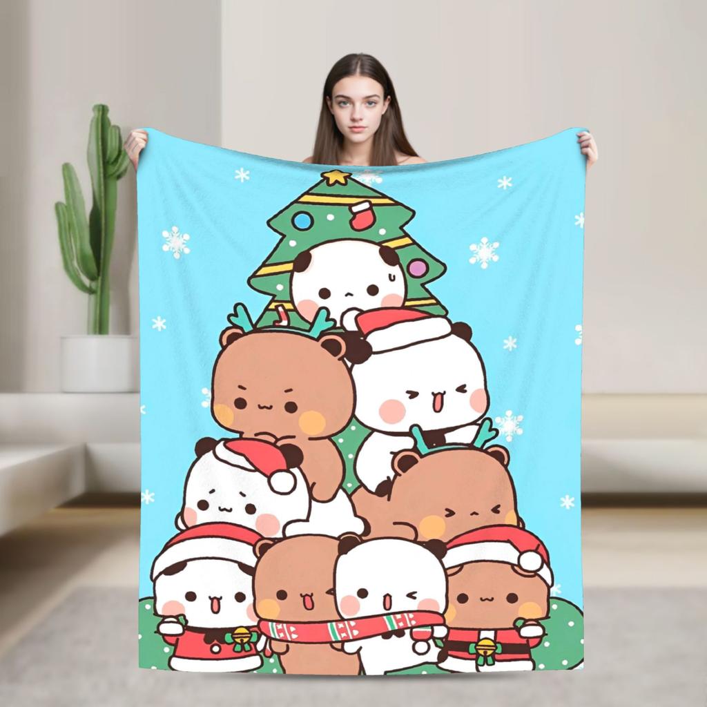 Cute Dudu Christmas Blanket Quality Warm Soft Throw Blanket Winter Camping Outdoor Fluffy Bedspread