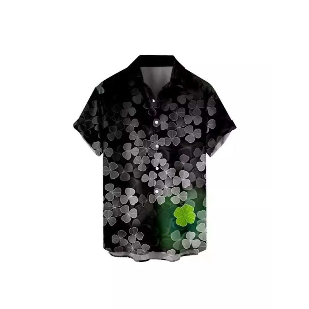 Men's Casual Printed Shirt Summer Hawaiian Beach Vacation Short Sleeve Turn-down Collar Open Cardigan Top 3D Floral Pattern