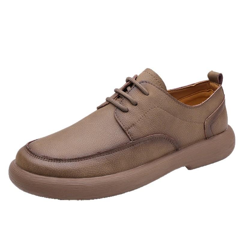 Spring New Men's Leather Shoes Retro Versatile Outdoor Casual British Leather Shoes Men's Shoes
