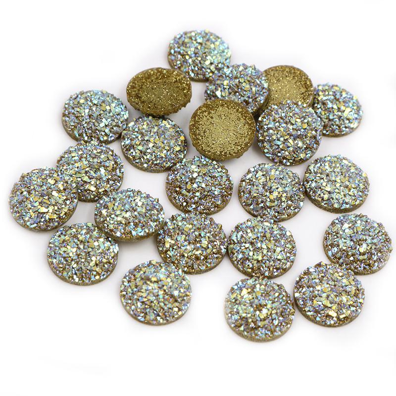 

New Fashion 40pcs 8/10/12mm Mix AB Colors FlatBack Druzy Resin Cabochons For Bracelet Earrings DIY Jewelry Making Accessories 8mm