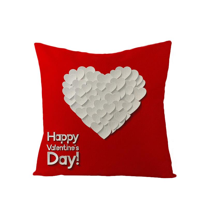 Home Pillowcase Valentine's Day Red Heart Print Series Polyester Pillowcase Cushion Cover