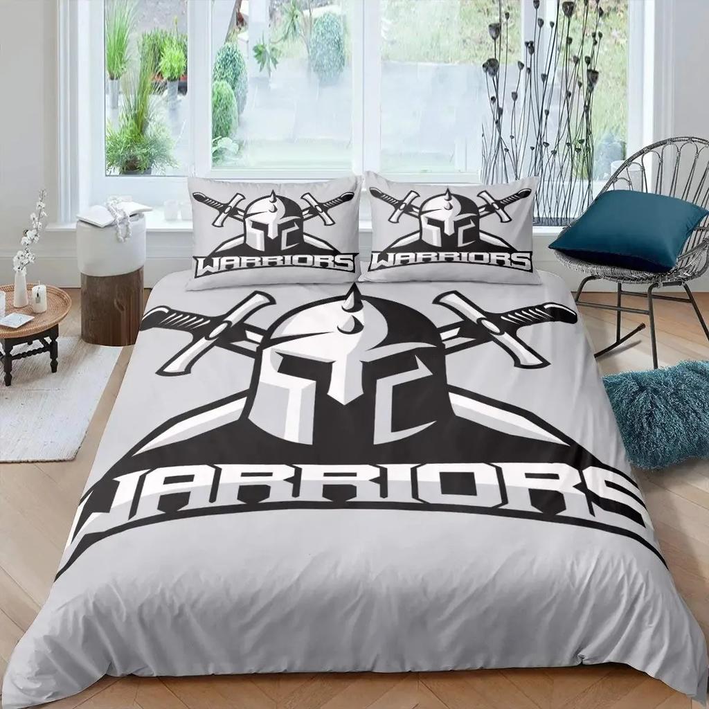 Soldier Duvet Cover Set Teens Boys Japanese-Style Warrior Bedding Set Comforter Cover Set Vintage Style Quilt Cover Full Size