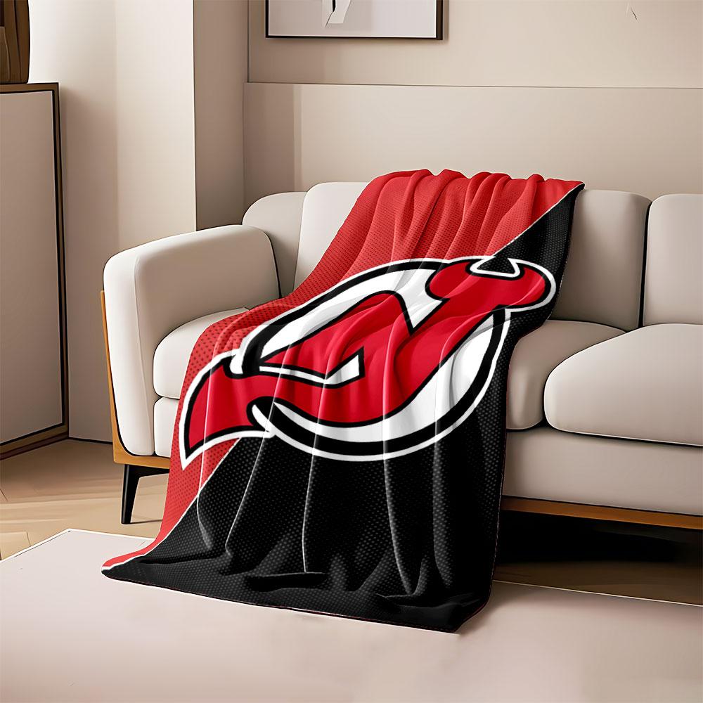 Red Devil Logo on Black and Red Background print blanket soft and cozy perfect for the living room bed sofa or a nap,gift