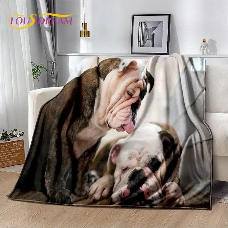 Manta de Felpa Suave para Mascota Perro Pit Bull Francés de Dibujos Animados, Manta de Franela, Manta para Sofá, Cama, Sala de Estar, Dormitorio, Cubierta de Picnic