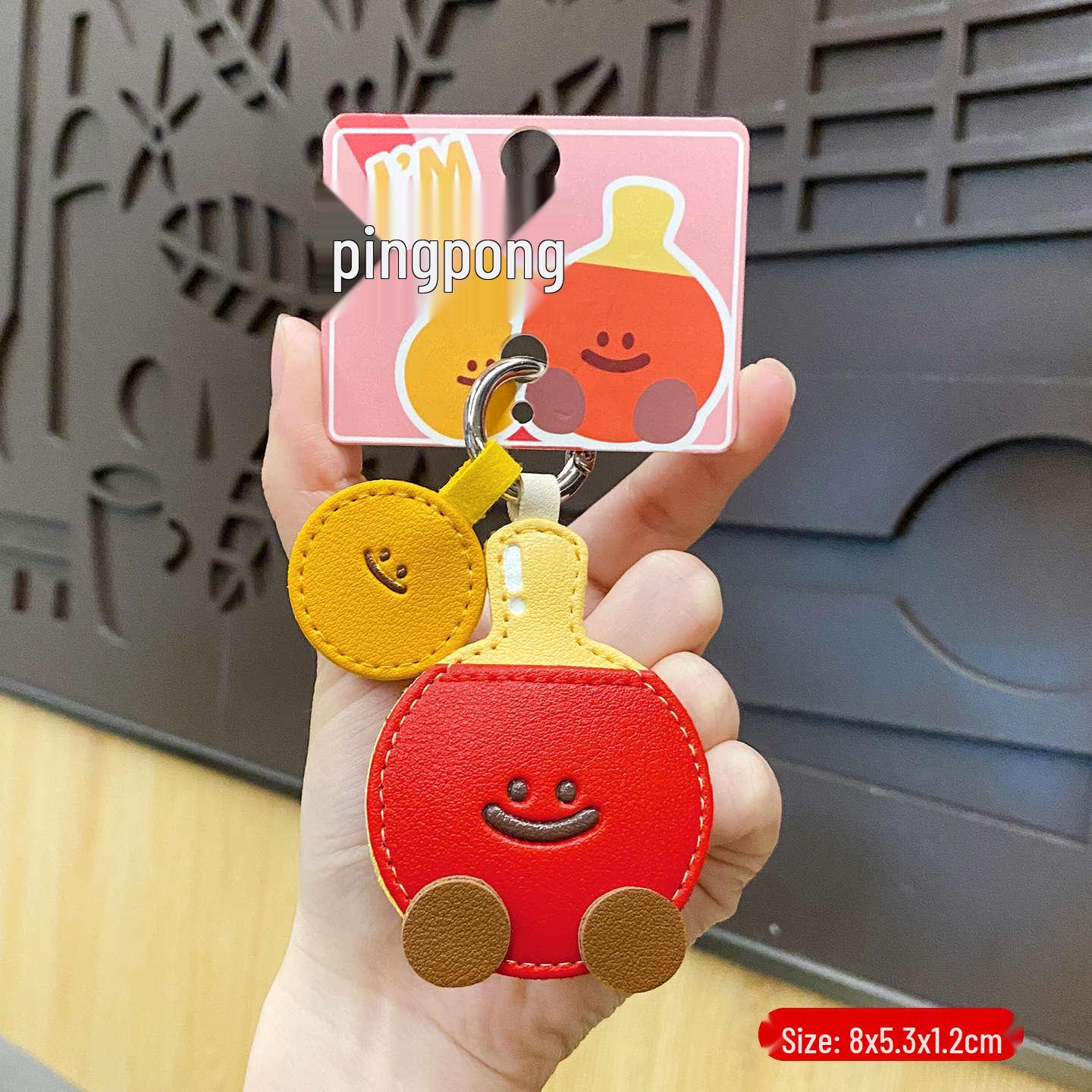 

Leather Feather Ping Pong Paddle Keyring Women s Small Pendant Backpack Charm Standard