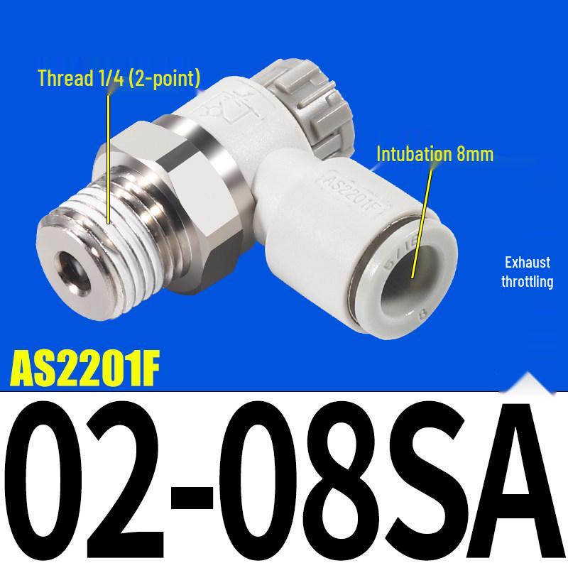 SMC AS1201F Pneumatic Speed Control Valve - Adjustable Throttle Push-Lock Fitting for Cylinder Control