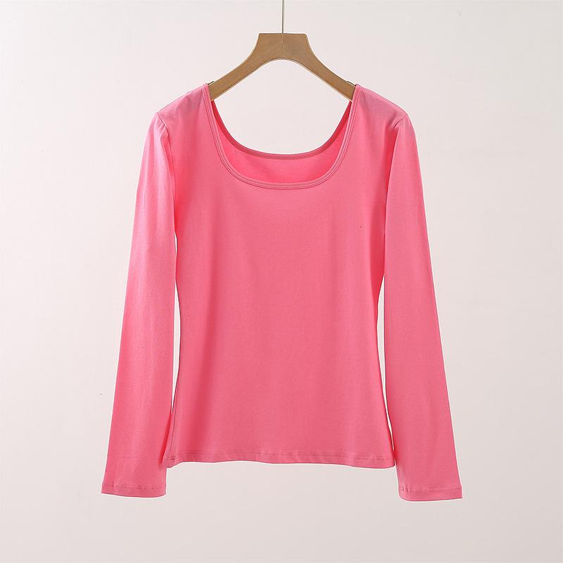 Women's Pure Cotton Long-Sleeve Top: Thin Autumn/Winter Base Layer, Warm Lycra Cotton Sweater