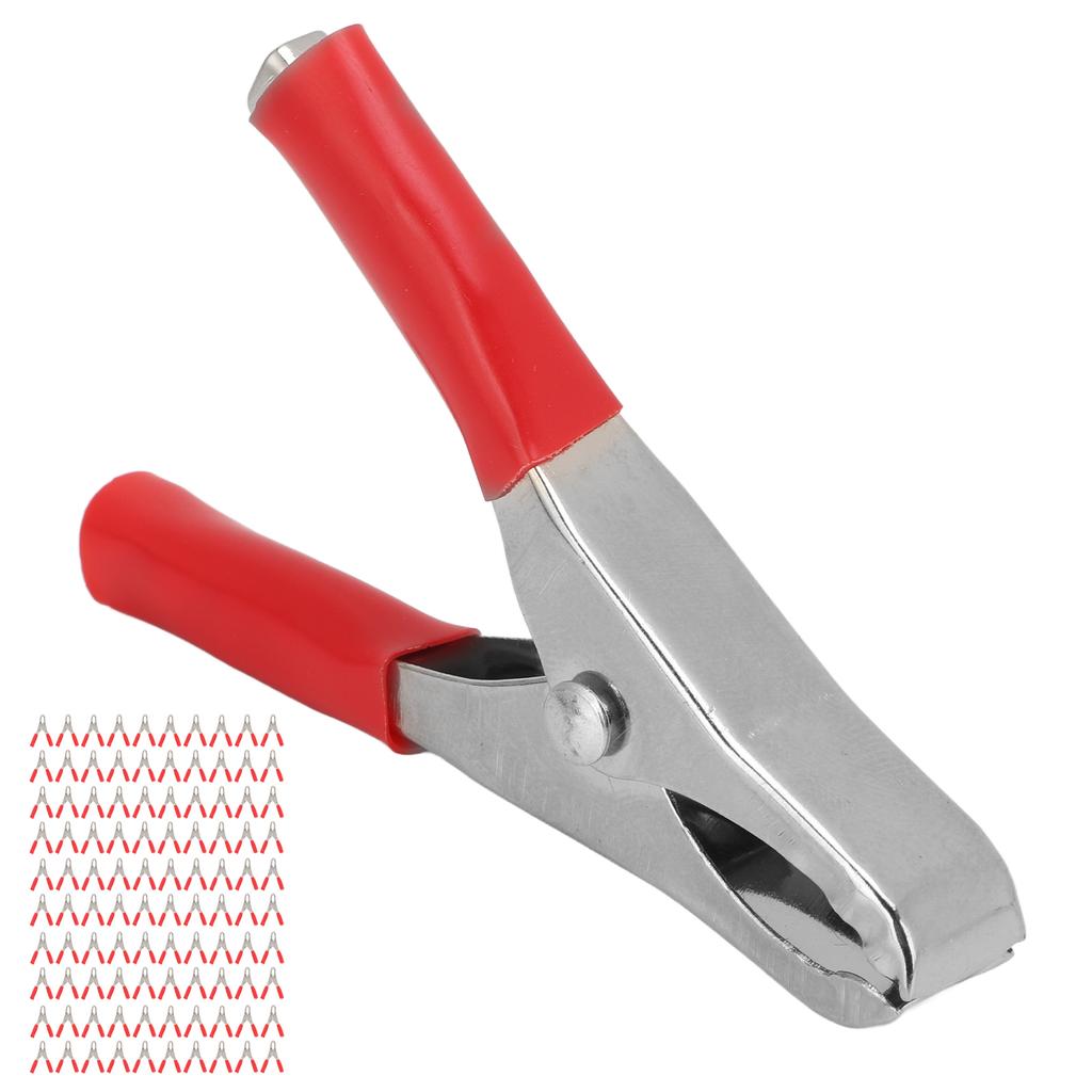 100PCS Insulated Clip 20A High Accuracy Process Elasticity with PVC Insulating Sheath for Experimental Test WireRed