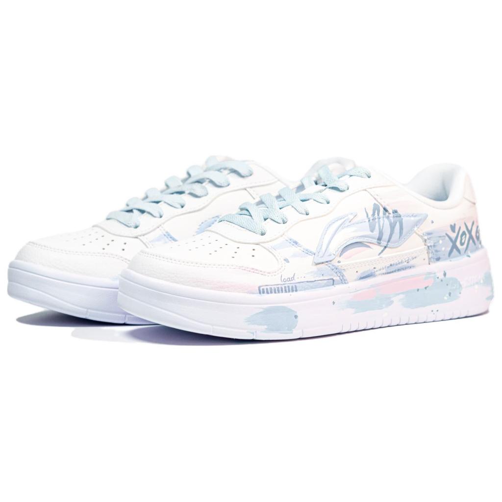 Li Ning Floating Boat Leichte und atmungsaktive Low-Top-Skateboardschuhe Damen Weiß Blau AGCS420-6(Team802--)