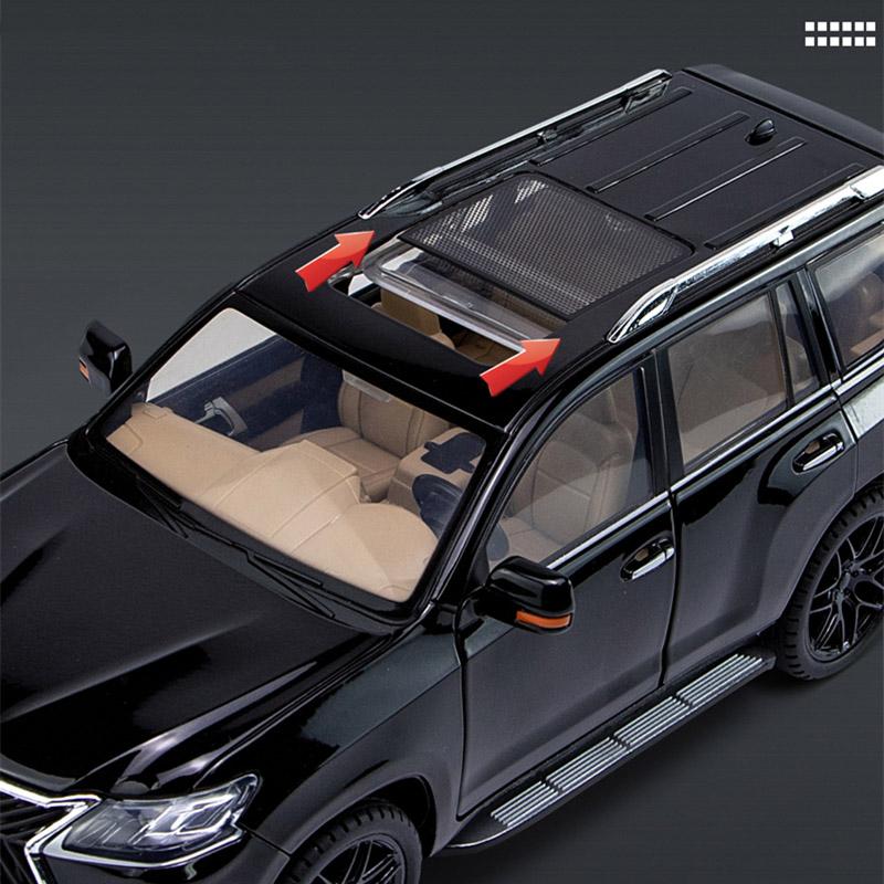 1/18 LEXUS LX570 SUV Toys Alloy Car Model Diecast Metal Giant Off-Road Vehicle Simulation Sound Light Hobbies Collectible Kid Toy Gift