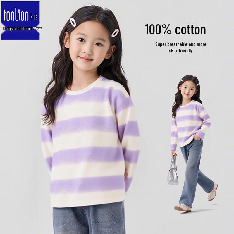 TonLion Girls  Striped Pure Cotton Long-Sleeve T-Shirt 150