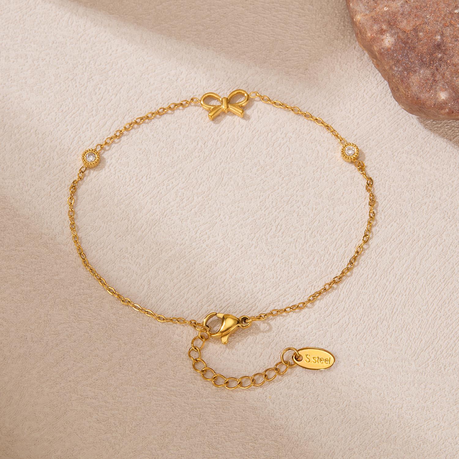 

2025 Новый Модный Металлический Браслет для Женщин в Стиле Инс из Нержавеющей Стали с Бантиком Летний Пляжный Ручной Декор Ювелирная Цепочка