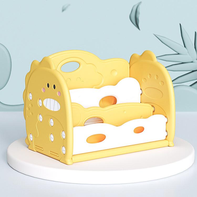 Open Bookshelf 3-Tier Desktop Bookshelf Plastic Cute Dinosaur Bookcase Picture Book Storage Rack for Playroom Study Bedroom
