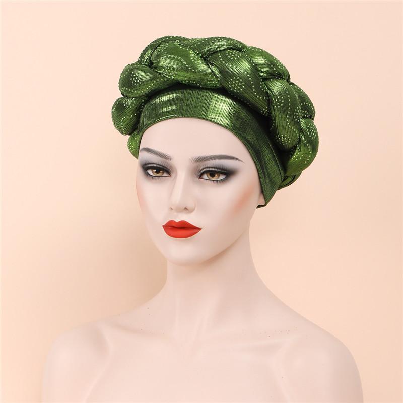 Glitter Rhinestone Braids African Headtie Women Turban Cap Head Wraps