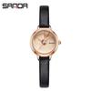 Sanda Women's Waterproof Quartz Wristwatch – Simple Round Dial, Leather & Mesh Strap, Lightweight & Stylish.