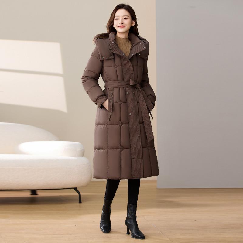 New Down Cotton Clothes Women's Long Loose and Long Over the Knee Thickened Hooded Winter Warm Jacket