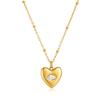Wanxing 18K Gold-Plated Stainless Steel Marquise Zircon Devil's Eye Heart Pendant Necklace for Women