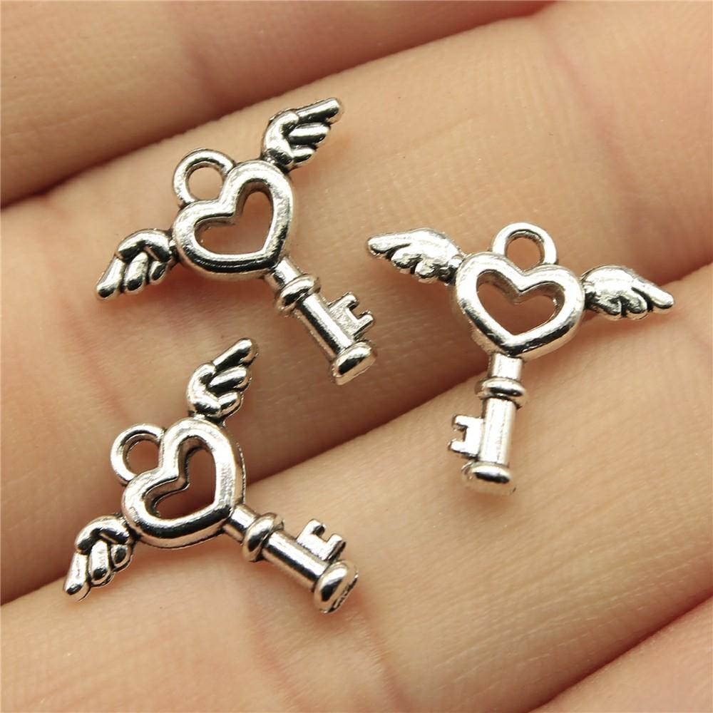 40pcs Cute Small Key Charms For Jewelry Making DIY Crafts Making Findings Handmade Tibetan Jewelry
